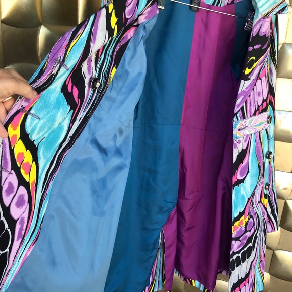 CUSTO Barcelona,  butterfly wing print trench coat, size 44 equals 12 - Picture 7 of 16